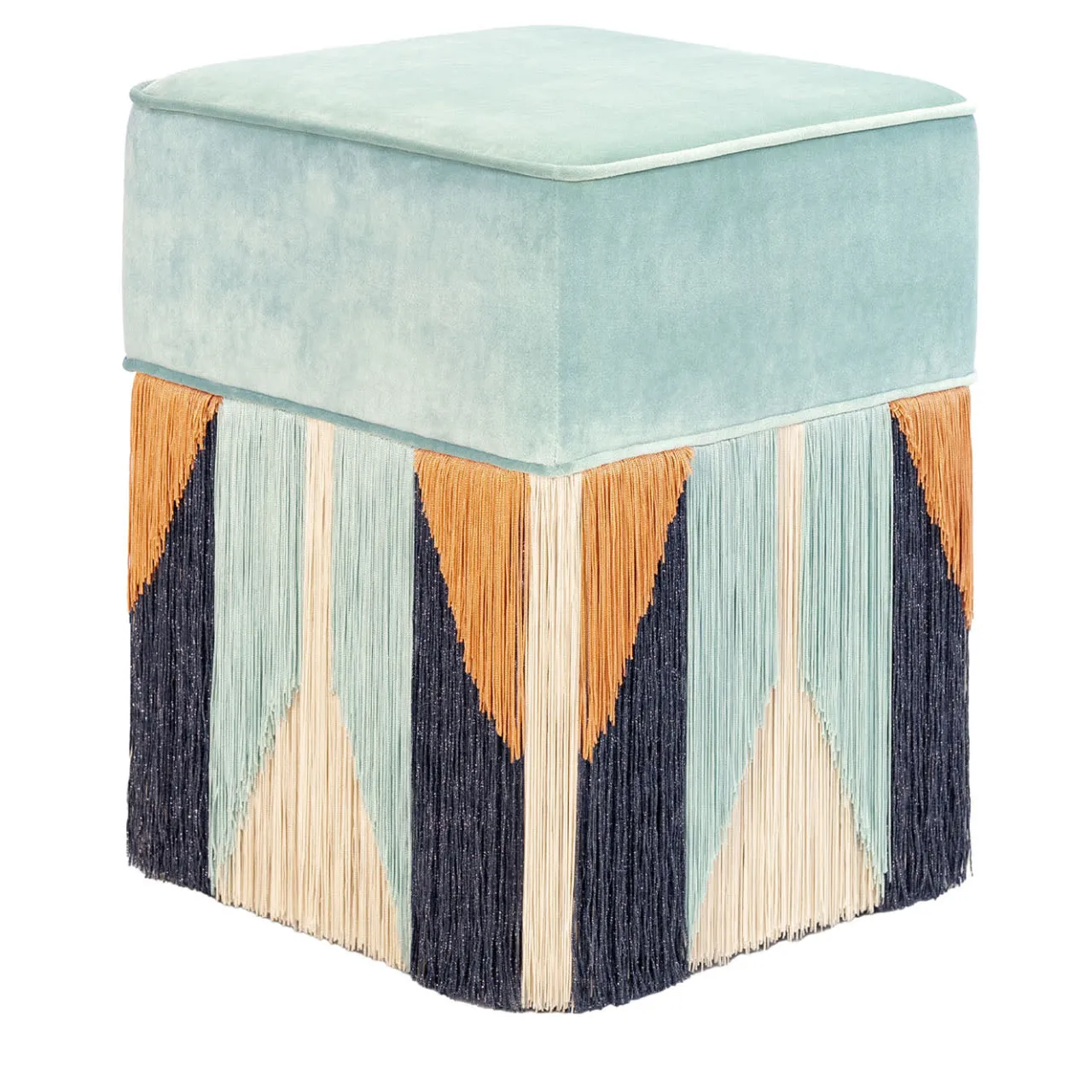 Lorenza Bozzoli Couture Ottomans & Poufs<Art Deco Style Light Blue Square Pouf