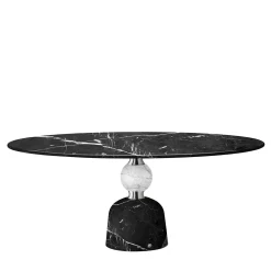 Ghidini 1961 Dining Tables<Artù Round Black Marquina & Carrara Marble Dining Table by Paolo Rizzato