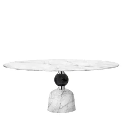 Ghidini 1961 Dining Tables<Artù Round Carrara and Black marquina Marble Dining Table by Paolo Rizzato