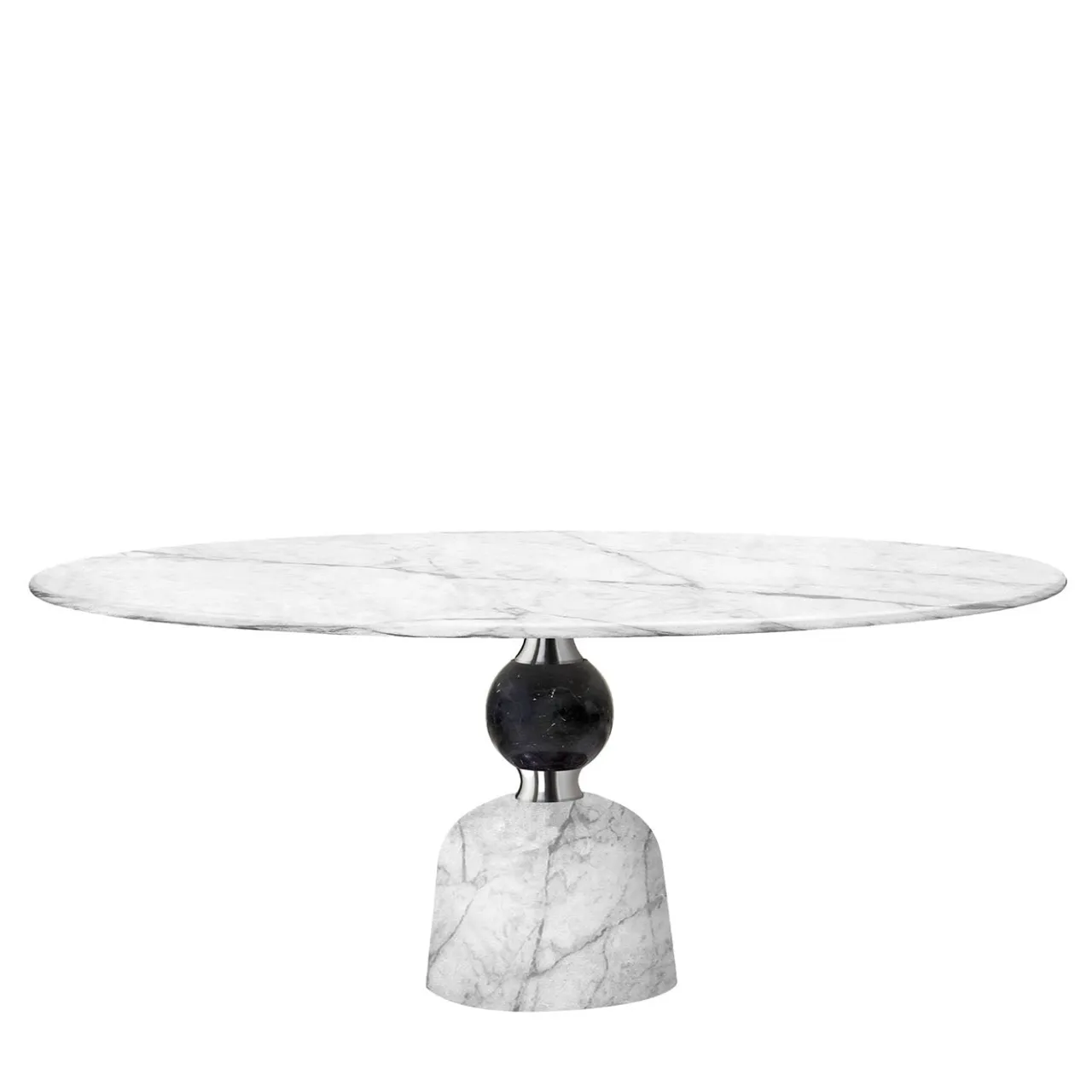 Ghidini 1961 Dining Tables<Artù Round Carrara and Black marquina Marble Dining Table by Paolo Rizzato
