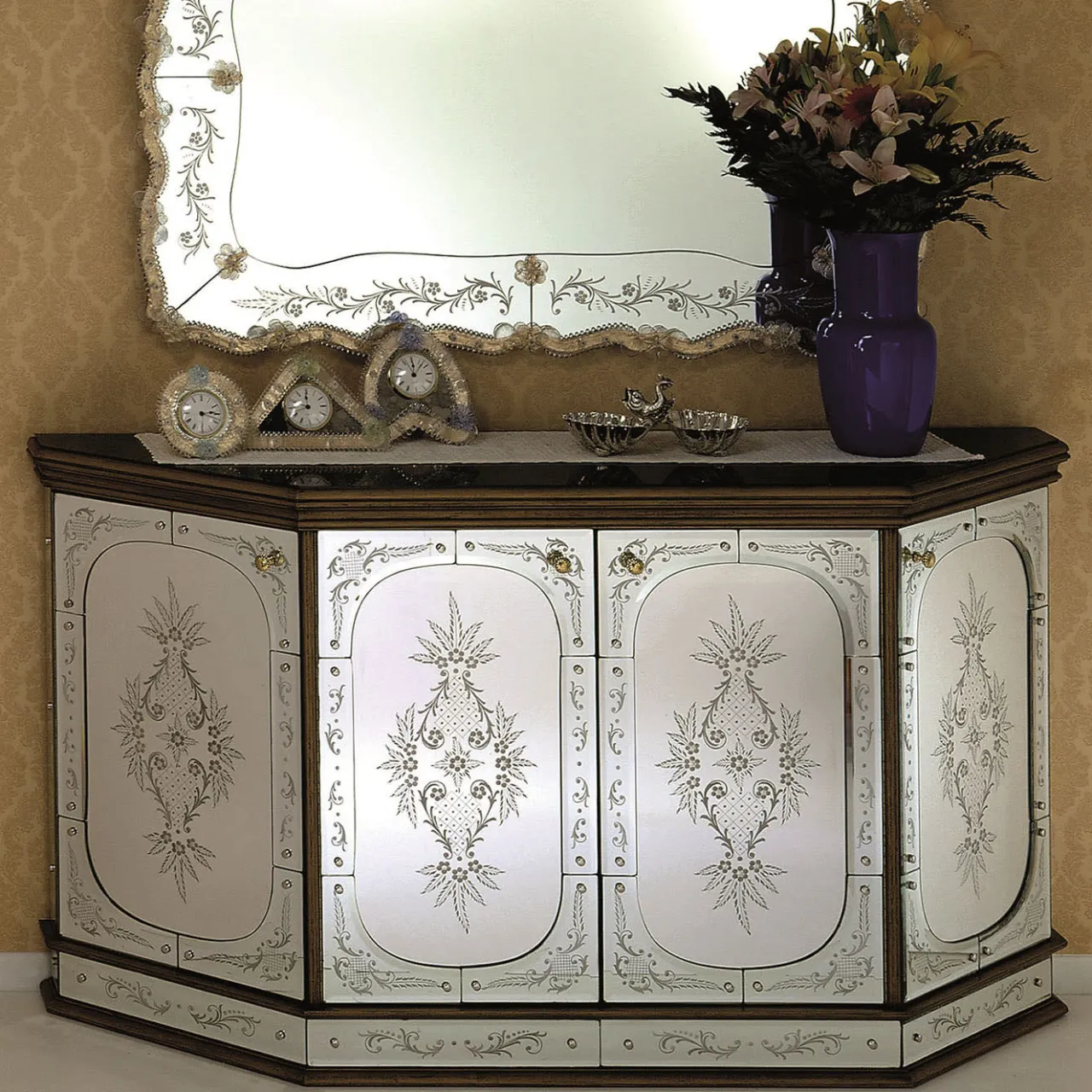Fratelli Tosi Sideboards Buffets<Artemide Gold Frame Murano Glass Sideboard