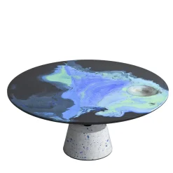 Cupioli Coffee Tables<Astraliti Round Cool-Toned Metal Coffee Table #2