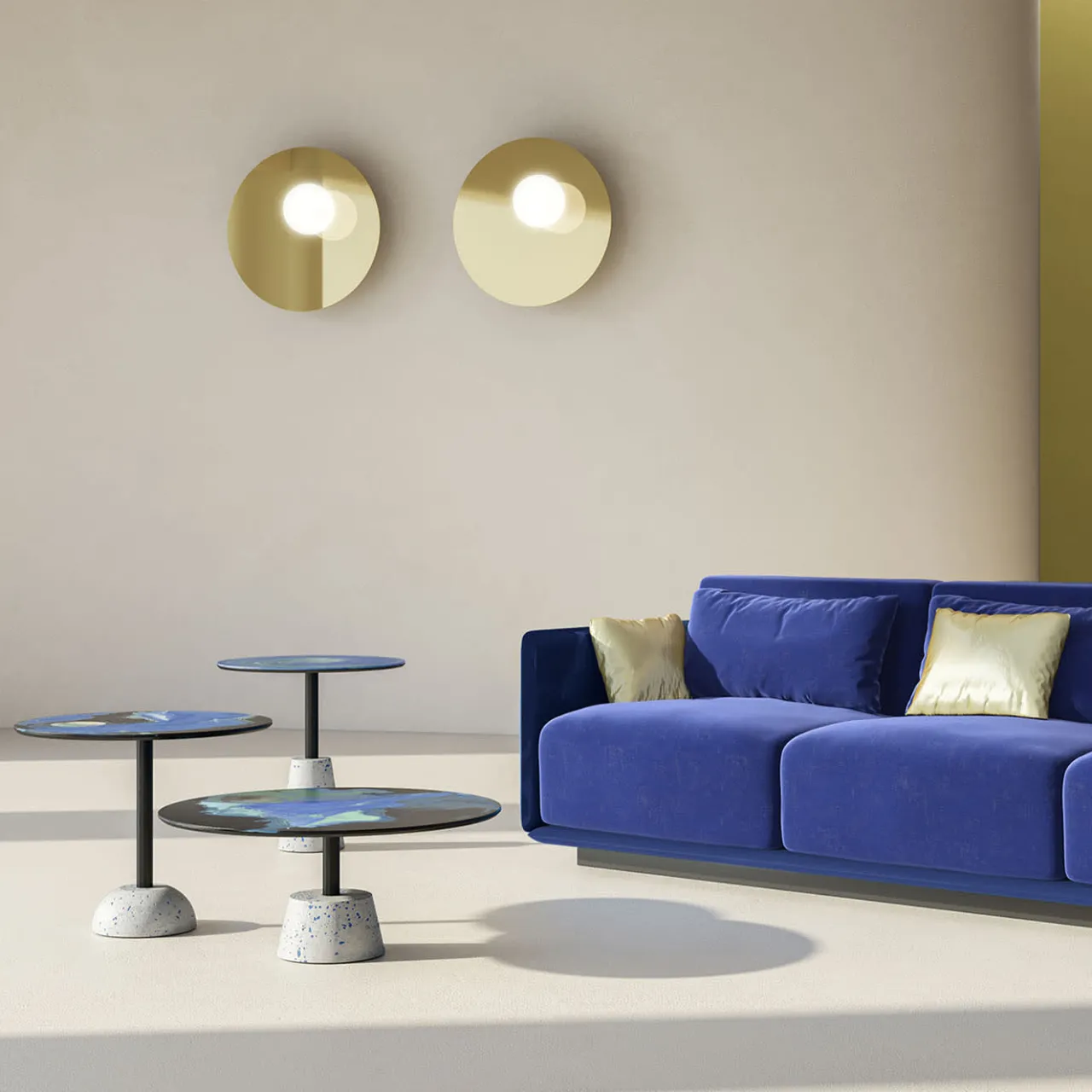 Cupioli Coffee Tables<Astraliti Round Cool-Toned Metal Coffee Table #2