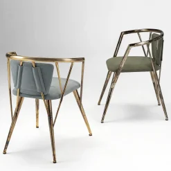 IDL Chairs<Atlantis Antique Gold Polished Metal Chair