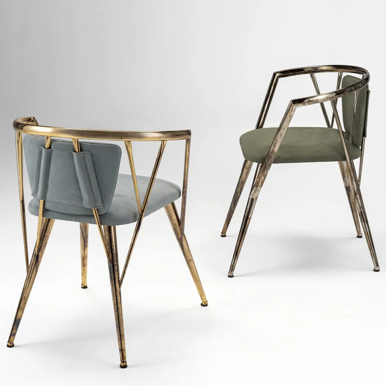 IDL Chairs<Atlantis Antique Gold Polished Metal Chair
