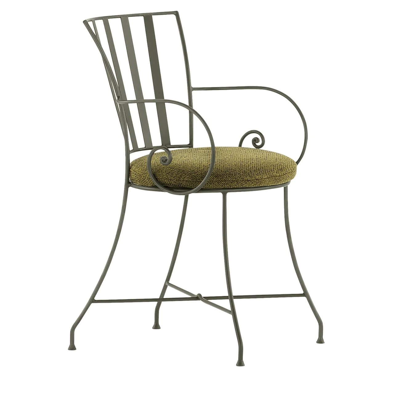 Dante Negro Outdoor Chairs & Stools<Attonita Wrought Iron Green Chair With Armrests