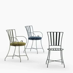 Dante Negro Outdoor Chairs & Stools<Attonita Wrought Iron Green Chair With Armrests
