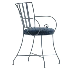 Dante Negro Outdoor Chairs & Stools<Attonita Wrought Iron Slate-Blue Chair With Armrests