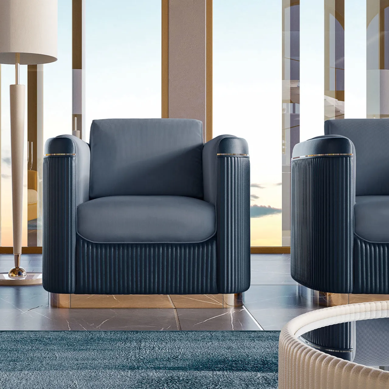 Volpi Armchairs<Augusta Cerulean Armchair