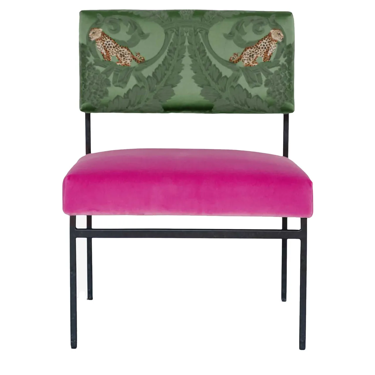 Biosofa Lounge Chairs<Aurea Pink Velvet and Green Silk Lounge Chair