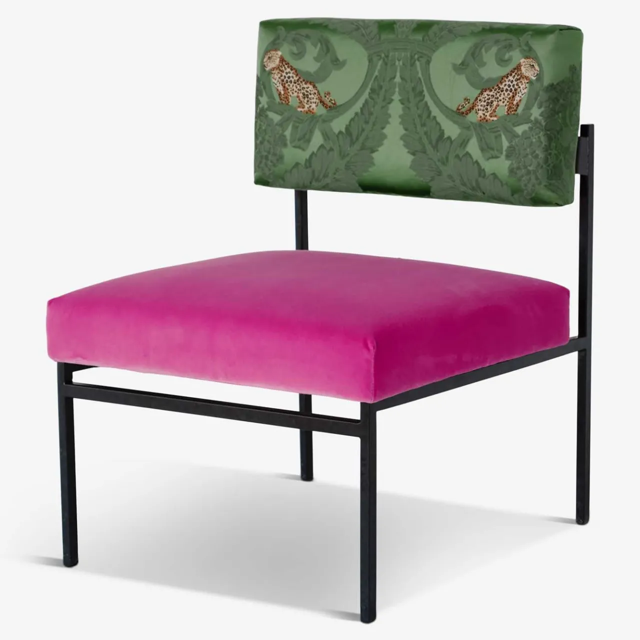 Biosofa Lounge Chairs<Aurea Pink Velvet and Green Silk Lounge Chair