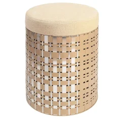 Splot Design Ottomans & Poufs<Aurelius 40 Cylindrical Champagne Aluminum Pouf