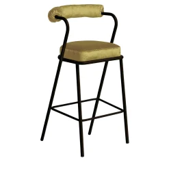 My Home Bar Stools<Baba Bronze Steel & Yellow Velvet Cushion Bar Stool by Serena Confalonieri