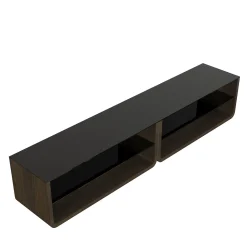 Morello Gianpaolo Sideboards Buffets<Back Sofa Sideboard with Fumé Glass Top and Shelves
