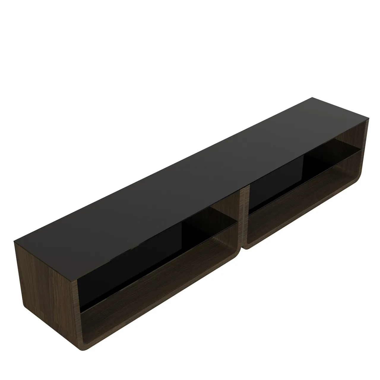 Morello Gianpaolo Sideboards Buffets<Back Sofa Sideboard with Fumé Glass Top and Shelves