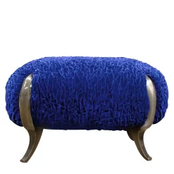 Sergio Villa Ottomans & Poufs<Bague Blue Velvet Pouf by Carlo Rampazzi