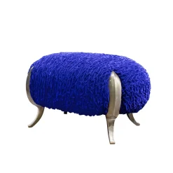 Sergio Villa Ottomans & Poufs<Bague Blue Velvet Pouf by Carlo Rampazzi