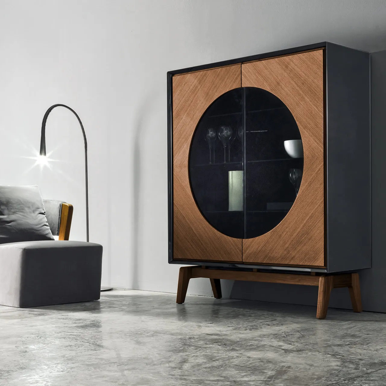 Meroni & Colzani Cabinets<Bagutta Black Circle High Cupboard