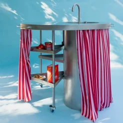 M'AMA Interni + di Federica Zama Other Outdoor Furniture<Ballerina Steel Modular Kitchen With Sink And Curtain