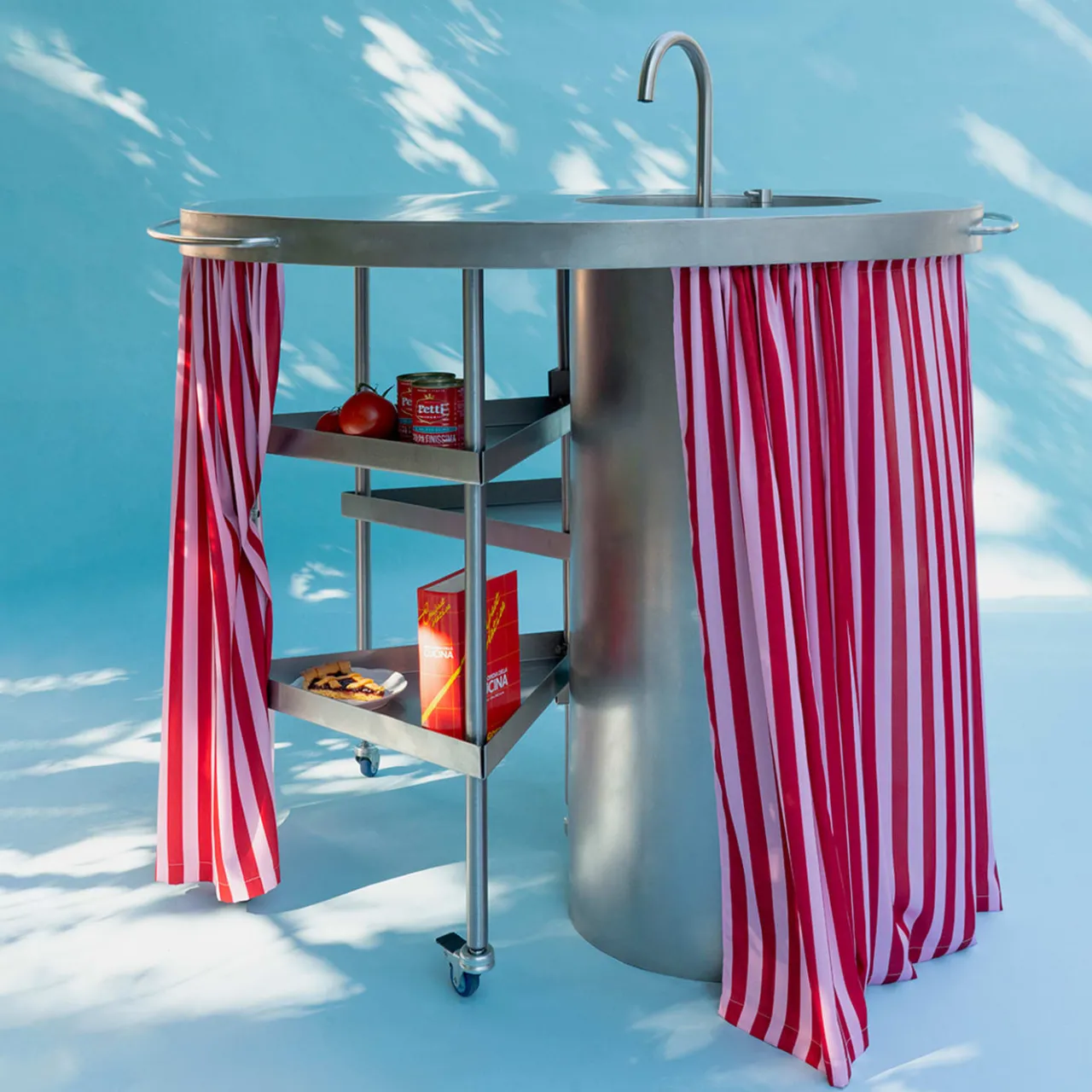 M'AMA Interni + di Federica Zama Other Outdoor Furniture<Ballerina Steel Modular Kitchen With Sink And Curtain