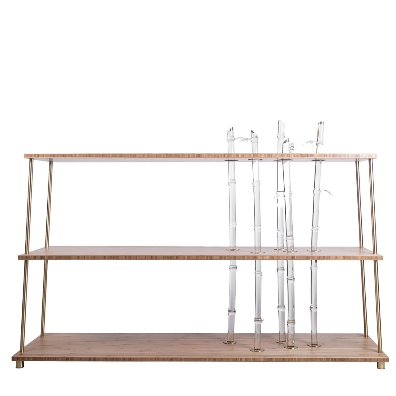 Simone Crestani Bookcases<Bambuseto Wood and Glass Bookcase
