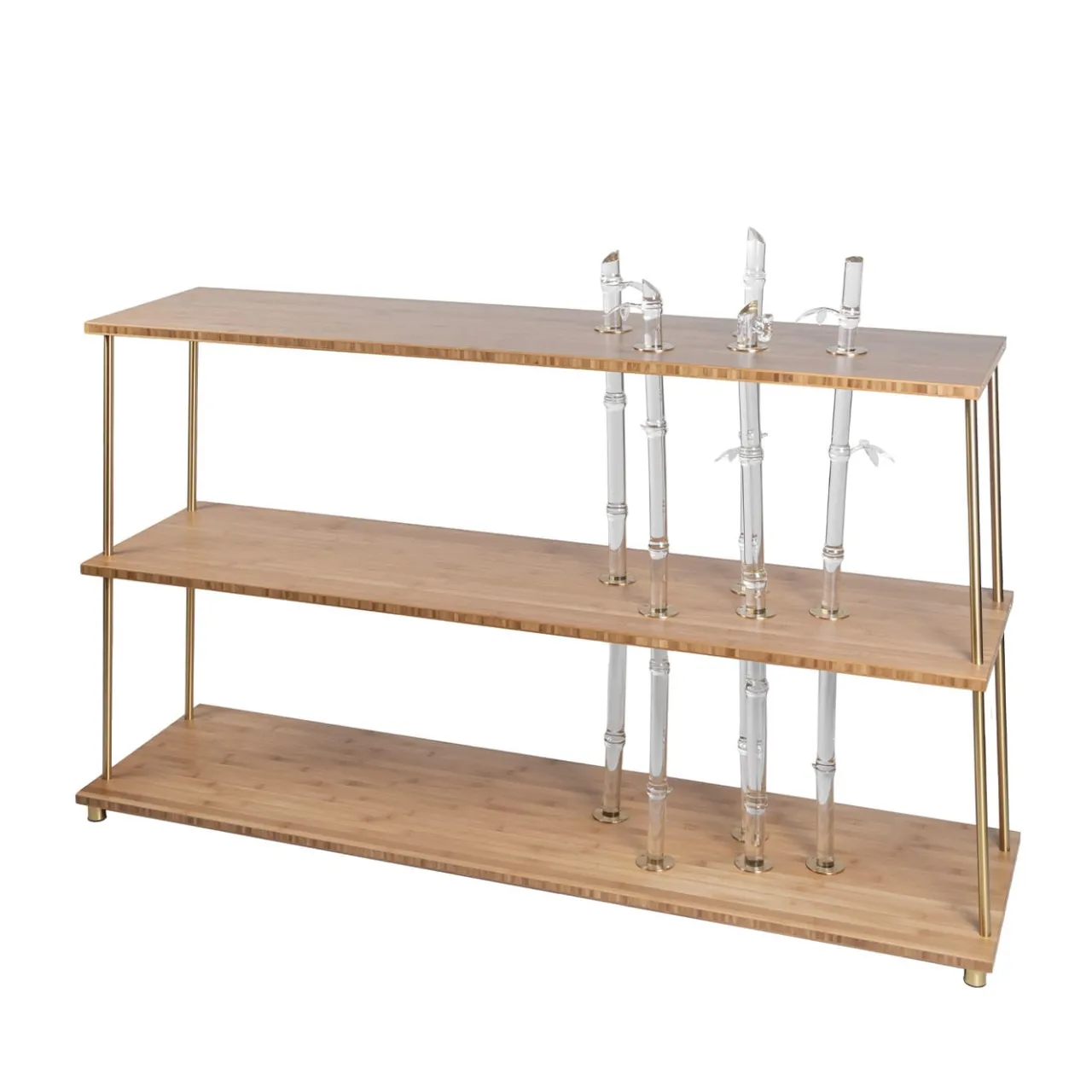 Simone Crestani Bookcases<Bambuseto Wood and Glass Bookcase