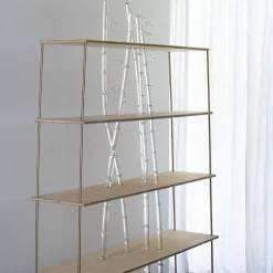 Simone Crestani Bookcases<Bambuseto Wood and Glass Bookshelf