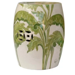 Ceramiche Ceccarelli Outdoor Chairs & Stools<Banana Tree Leaves Ceramic Pouf with Fretworks