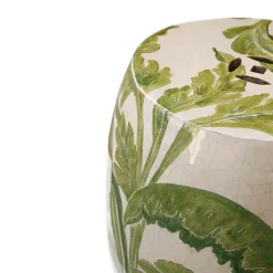 Ceramiche Ceccarelli Outdoor Chairs & Stools<Banana Tree Leaves Ceramic Pouf with Fretworks