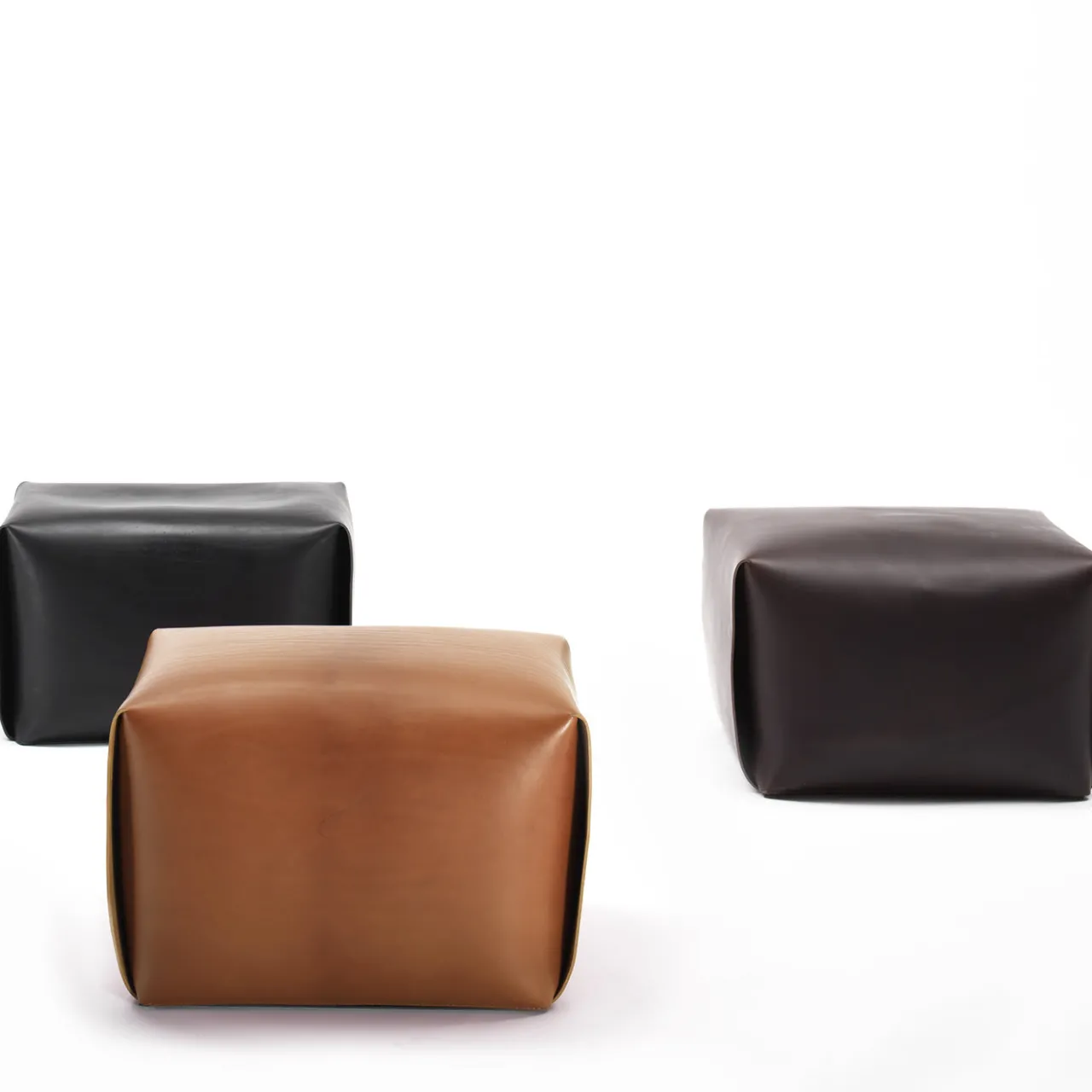 Tonucci Collection Ottomans & Poufs<Bao Dark Leather Pouf by Viola Tonucci