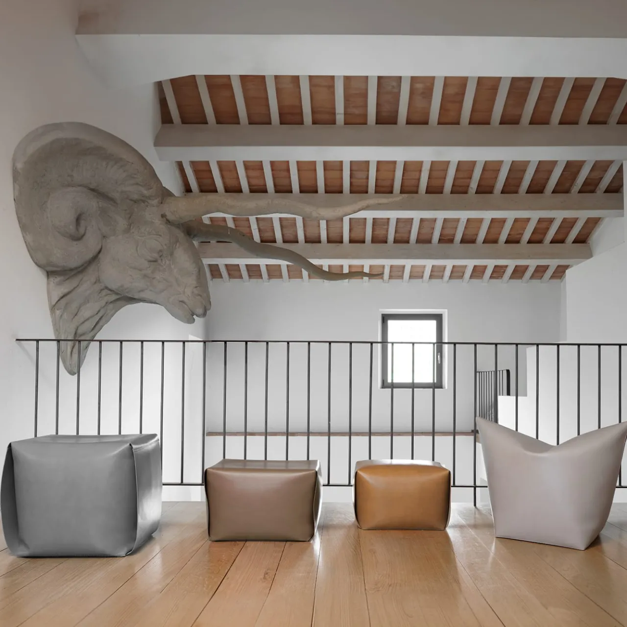 Tonucci Collection Ottomans & Poufs<Bao Natural Leather Pouf by Viola Tonucci