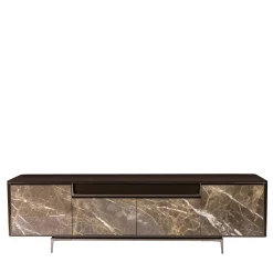 Visionnaire Sideboards Buffets<Barney Brown Lacquer Sideboard With Marble Doors