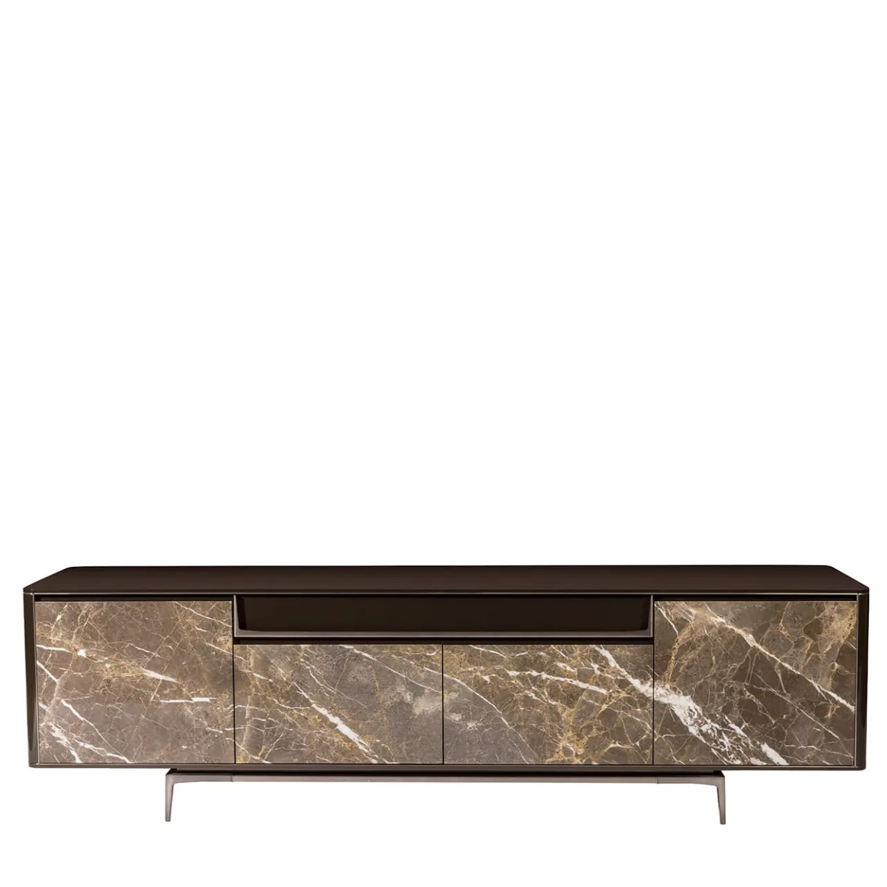 Visionnaire Sideboards Buffets<Barney Brown Lacquer Sideboard With Marble Doors