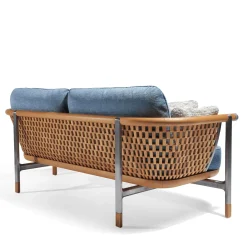 Visionnaire Outdoor Sofas & Benches<Basket Light Blue Fabric And Wood Outdoor Sofa