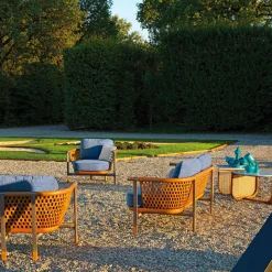 Visionnaire Outdoor Sofas & Benches<Basket Light Blue Fabric And Wood Outdoor Sofa