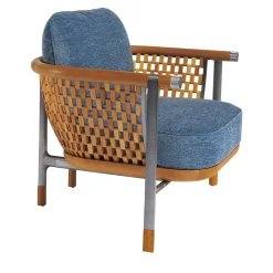 Visionnaire Outdoor Armchairs<Basket Light Blue Fabric And Wood Outdoor Armchair