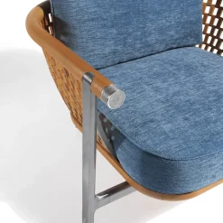 Visionnaire Outdoor Armchairs<Basket Light Blue Fabric And Wood Outdoor Armchair