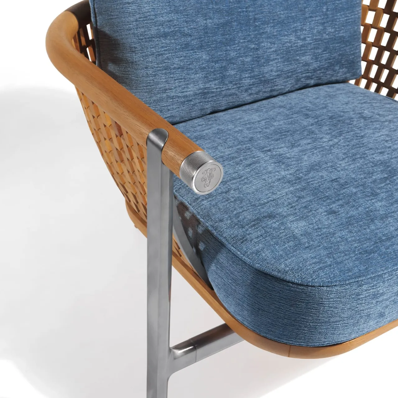 Visionnaire Outdoor Armchairs<Basket Light Blue Fabric And Wood Outdoor Armchair