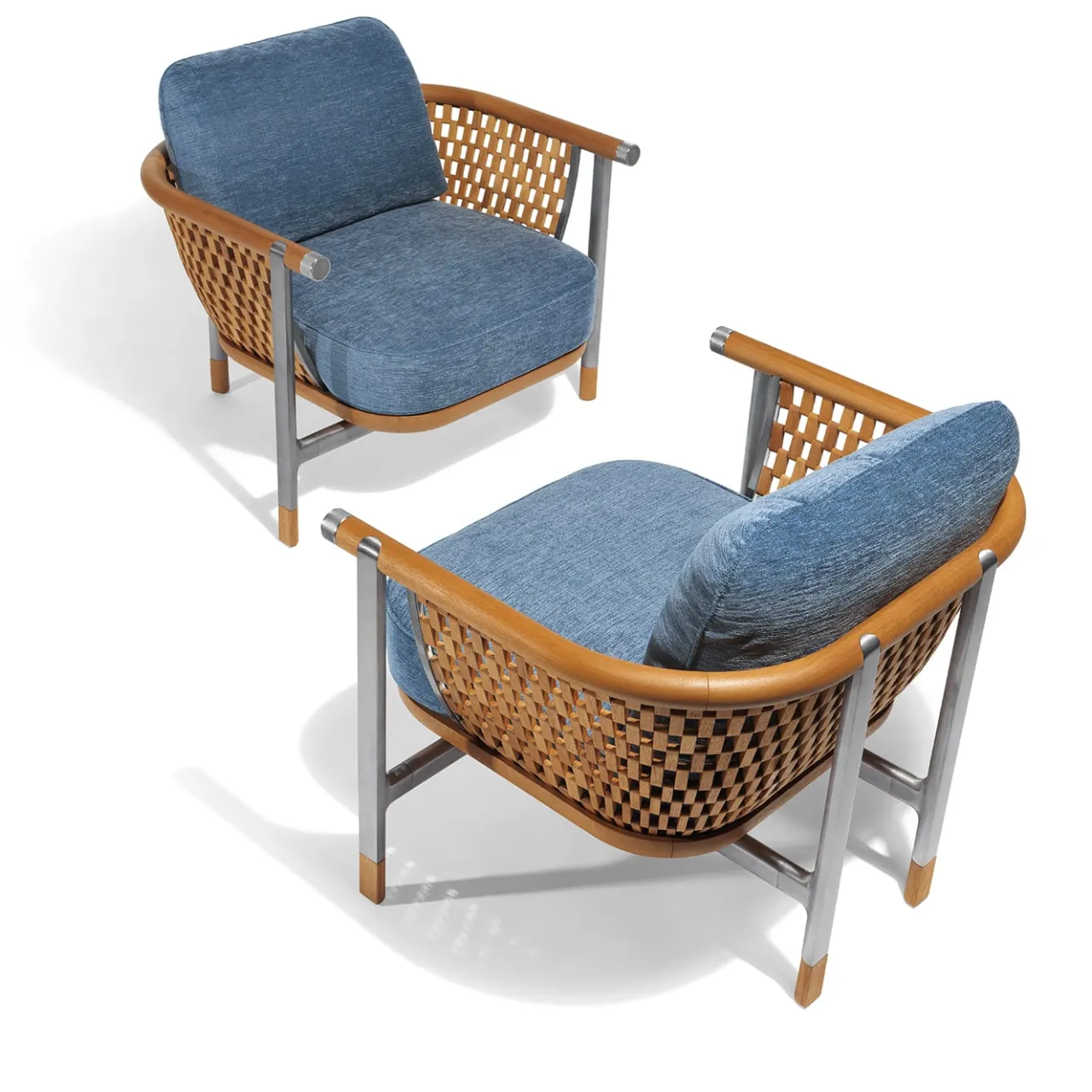 Visionnaire Outdoor Armchairs<Basket Light Blue Fabric And Wood Outdoor Armchair