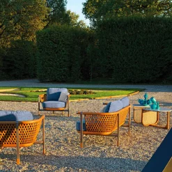 Visionnaire Outdoor Armchairs<Basket Light Blue Fabric And Wood Outdoor Armchair