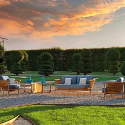 Visionnaire Outdoor Armchairs<Basket Light Blue Fabric And Wood Outdoor Armchair