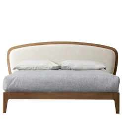 Modesign Beds<Battlò Bed in Canaletto Walnut Wood With Linen Upholstery