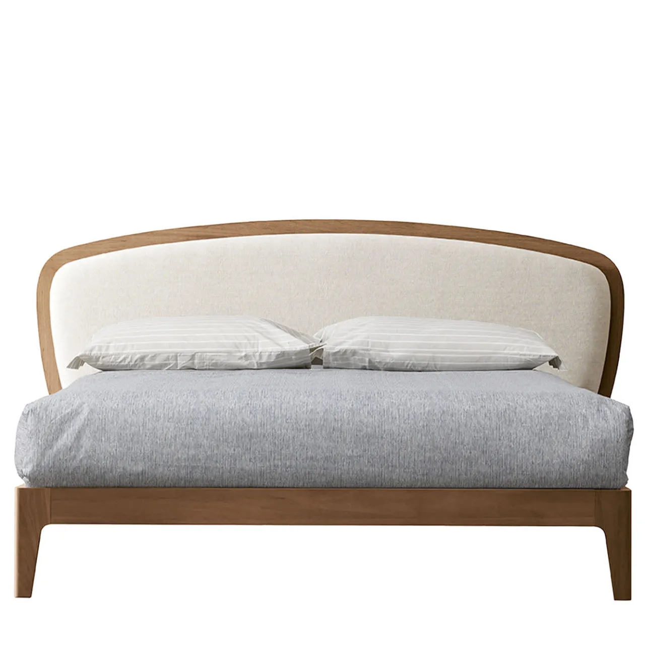 Modesign Beds<Battlò Bed in Canaletto Walnut Wood With Linen Upholstery