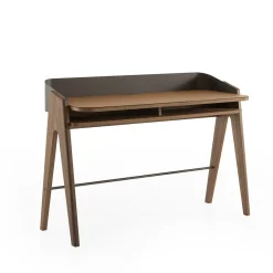 Morica Design Desk & Writing Tables<Bavero Cognac Leather Desk with Walnut Legs
