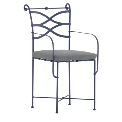 Dante Negro Outdoor Chairs & Stools<Begentle Cushioned Wrought Iron Blue Chair With Armrests