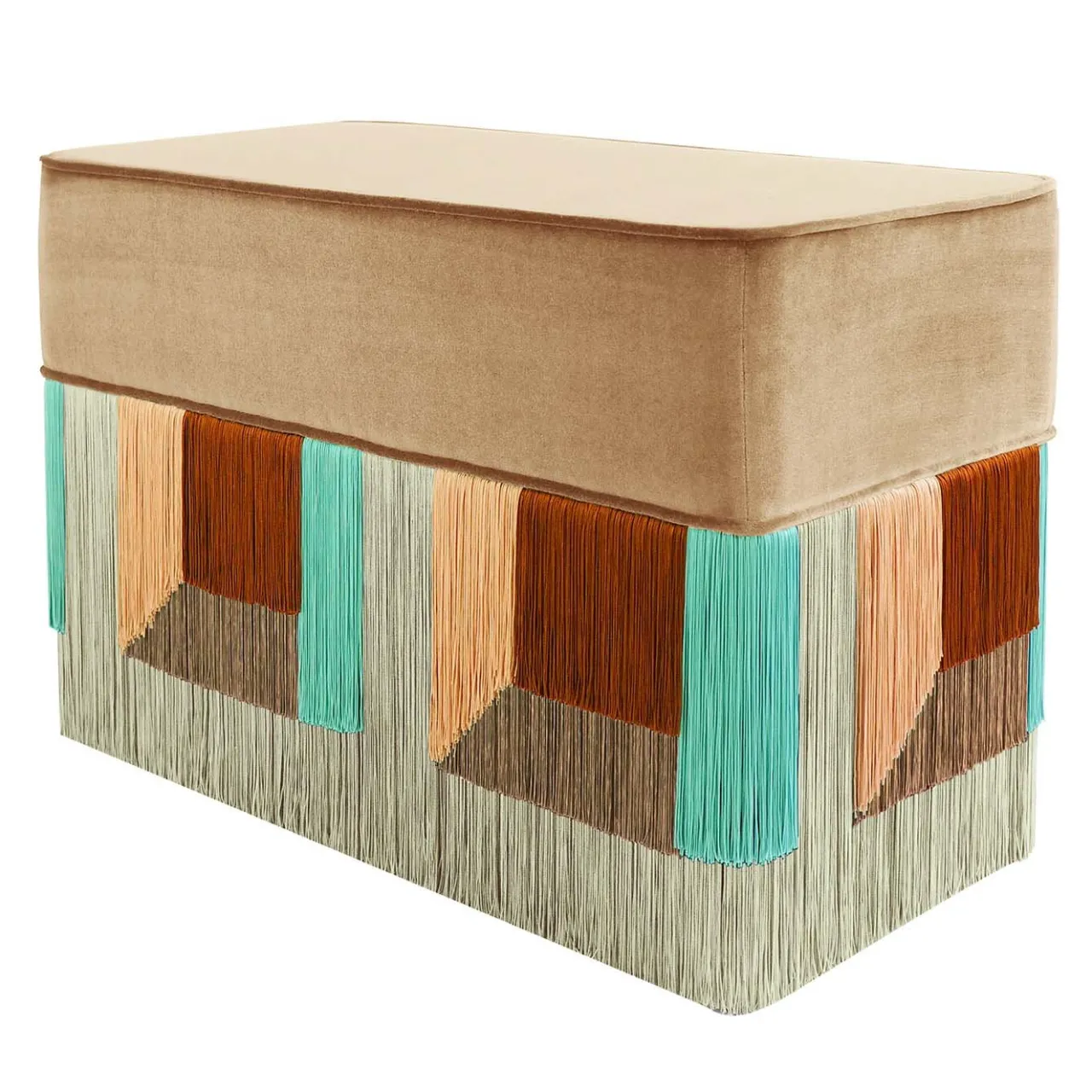 Lorenza Bozzoli Couture Benches<Beige Couture Geometric Flo Rectangular Pouf