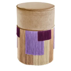 Lorenza Bozzoli Couture Ottomans & Poufs<Beige Couture Geometric Stripe Pouf