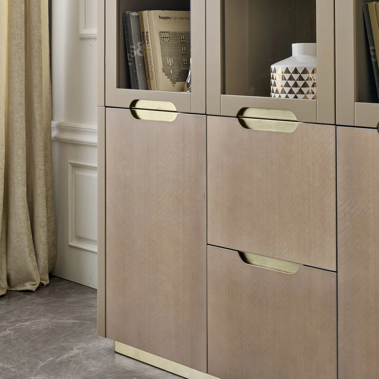 Guerra Vanni Cabinets<Beige Glass-Front Cabinet from Studio Privè Collection