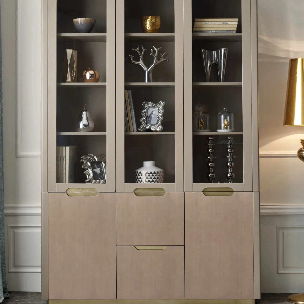 Guerra Vanni Cabinets<Beige Glass-Front Cabinet from Studio Privè Collection
