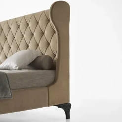 LCI_DECORA Beds<Beige Upholstered Bed with Beech Wood Legs